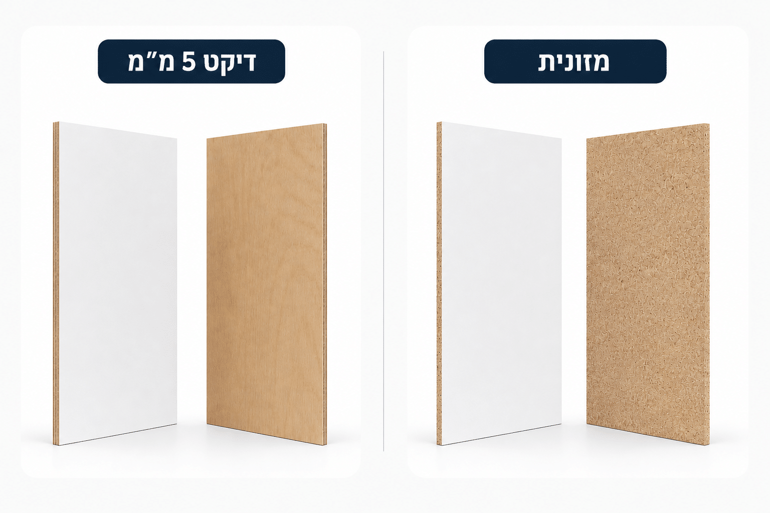גב ארון לפי מידה – מזונית או דיקט 5 מ"מ עם צד לבן